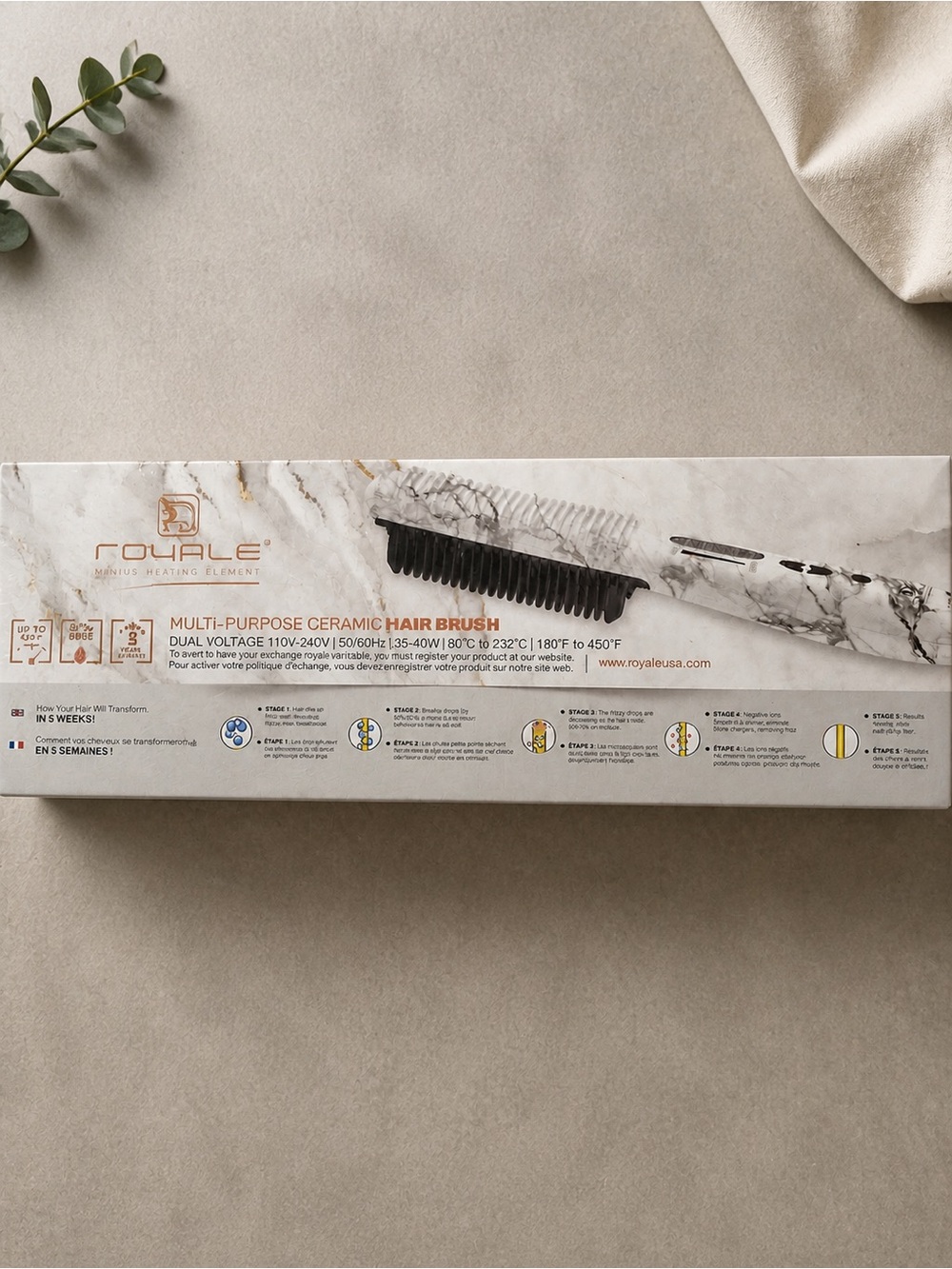 Multi-Purpose Ceramic Hair Brush in White